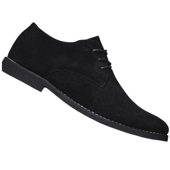 Classic Men's Black Suede Derby Shoes Size 40 - Picture 3 of 7